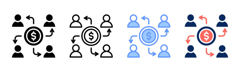 Income Distribution icon sheet multiple style collection