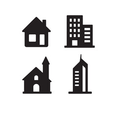 Cityscape Building Silhouette Vector Element Pack