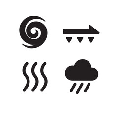 Temperature and Cloud Symbol Silhouette Vector Art