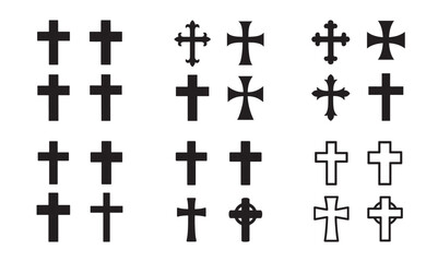 Christian Cross Symbol Vector Set