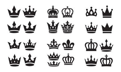 Crown Icon Silhouette Vector Set
