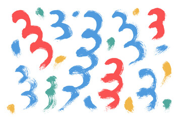 Fun brush stroke paint squiggles lines. Hand drawn kids confetti. Linear dye scribble elements set isolated on white background. Doodle party spirals celebration decoration..