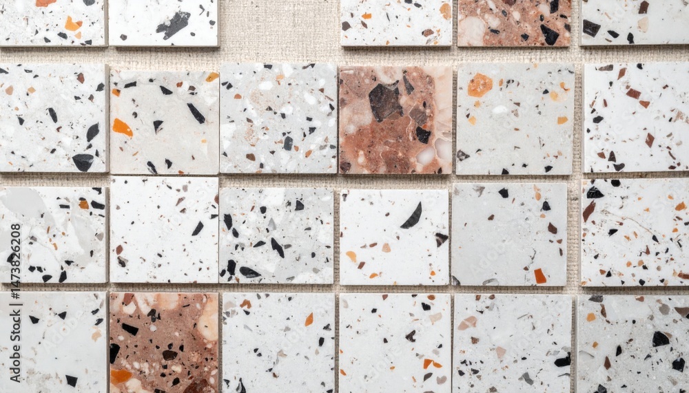 Poster tile installation process home renovation visual guide indoor setting close-up view modern design co