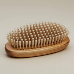 Stylish Wooden Hairbrush for Eco-Friendly Natural Personal Grooming on White Background

