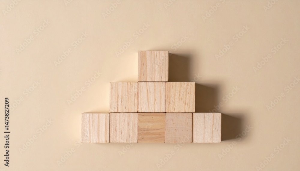 Poster creative wooden block arrangement minimalist studio image composition indoor setting top-down view c
