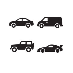 Silhouette Vector of Car Icon Set Collection