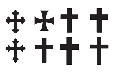 Silhouette Vector of Christian Cross Icon Collection