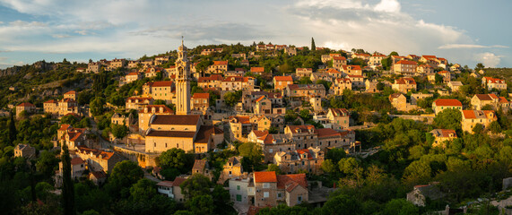 Ložišća,| Island Brač, Croatia-view of the town during sunset