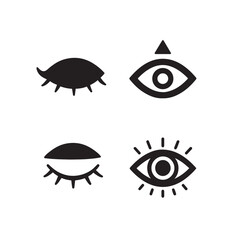 Silhouette Vector of Four Symbolic Eye Icons