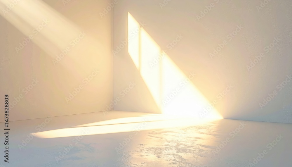 Poster sunlight streaming through a window empty room digital art minimalist environment bright viewpoint s