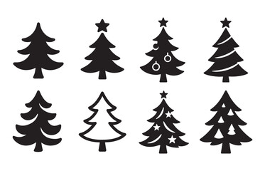 Vector of Christmas Trees Silhouette Set