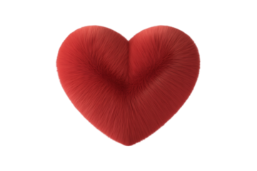 Realistic 3d render of a fluffy red heart symbol on black background