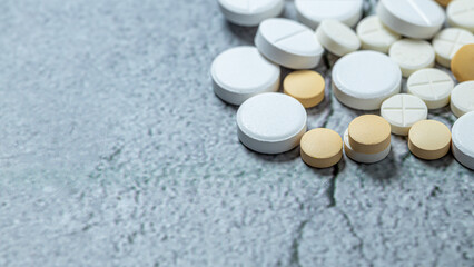 Variety of medicines and drugs.Medicine and healthcare concept.Variety of medicines and...