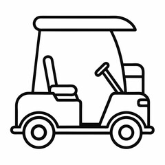 Golf Cart Outline Illustration for Sports and Recreational Vehicle Coloring Book Pages