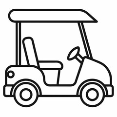 Golf Cart Outline Illustration for Sports and Recreational Vehicle Coloring Book Pages