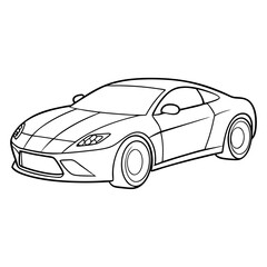 Naklejka premium High-Speed Car Outline Illustration for Racing and Automotive-Themed Coloring Book Pages