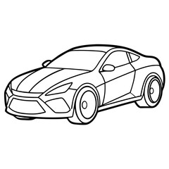 High-Speed Car Outline Illustration for Racing and Automotive-Themed Coloring Book Pages