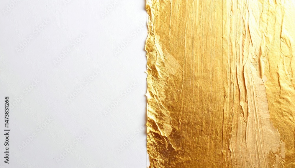 Poster artistic action of applying golden paint on canvas studio environment abstract content close-up view