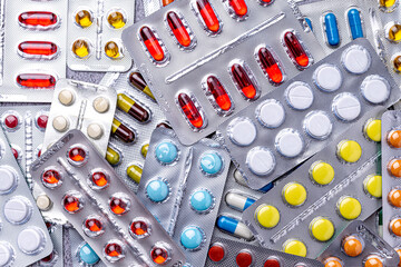 Variety of medicines and drugs.Medicine and healthcare concept.V