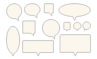 Pixel art speech bubbles. 8 bit text boxes set. Rectangle and round chat frames. Dialogue borders icons in retro 90s style. Digital callouts message borders. Vector collection illustration.