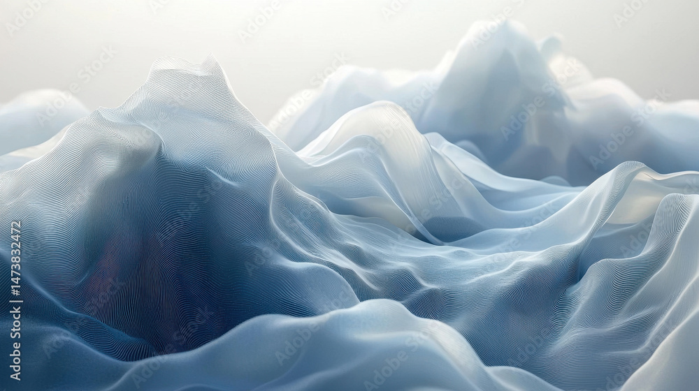 Poster a harmonious blend of realistic 3d rendered fabric waves creates a captivating visual in 4k resoluti