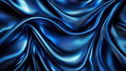 Obraz premium Deep blue, luxurious fabric with flowing, draped folds. A rich, smooth, shimmering texture