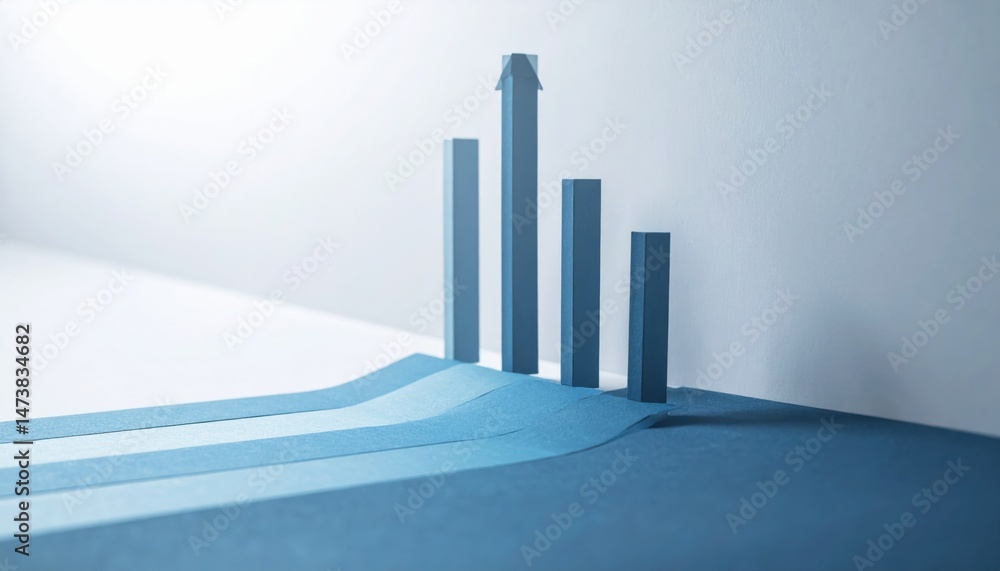 Poster analyzing growth trends in business metrics office environment infographic minimalist design perspec