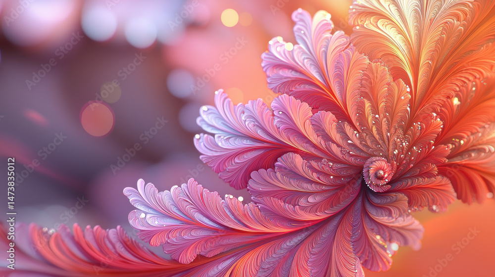 Aufkleber vibrant 3d fractal patterns create a realistic nature inspired background with swirling colors and s