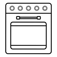 Oven Outline Illustration for Kitchen Appliance and Cooking-Themed Coloring Book Pages