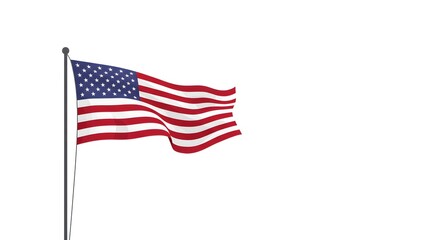 Flag Waving on Pole with Star and Stripe Design