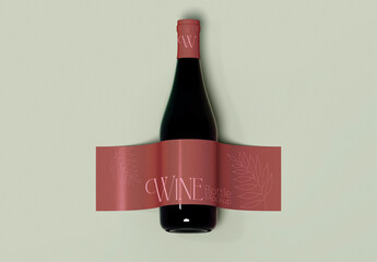 Wine Bottle with Curved Label Mockup