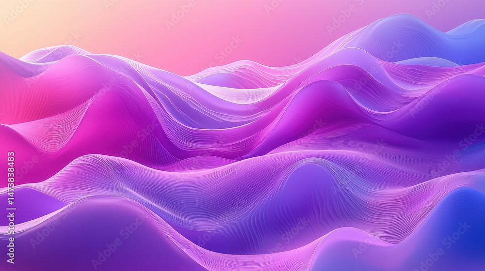 Poster realistic 4k 3d background displaying unique visuals with smooth, abstract flowing lines in side ang