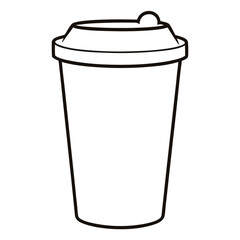 Reusable Cup Outline Illustration for Eco-Friendly and Beverage-Themed Coloring Book Pages