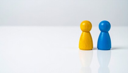 Two game pieces of different colors next to each other, symbolizing connection, togetherness or diversity