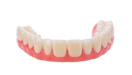 close up view of a perfect set of dentures, showcasing their pristine condition and natural appearance. The dentures are in excellent condition, demonstrating their functionality and aesthetic appeal
