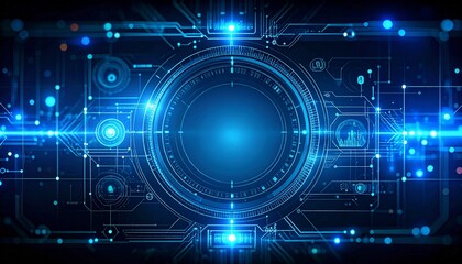 futuristic digital circuit board with glowing lines and dots, embodying the essence of advanced technology