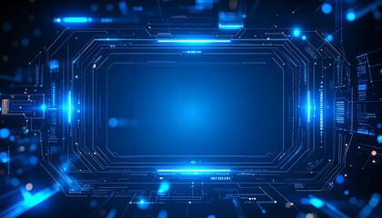 Obraz premium futuristic digital circuit board illuminated with blue lights, evoking a sense of high-tech innovation