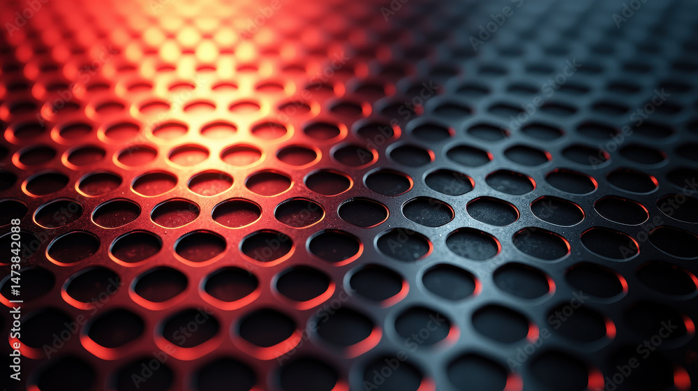 Poster a 4k 3d abstract background shows realistic subtle gradients and a metal grid pattern viewed from th