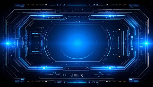 A futuristic interface with a blue digital display. A technological interface with digital data, ideal for futuristic or technology-related designs.