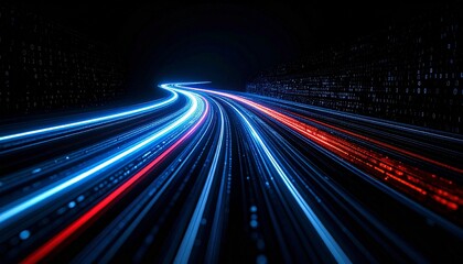 Illuminating highways through the night, capturing the essence of movement with luminous trails of light. 