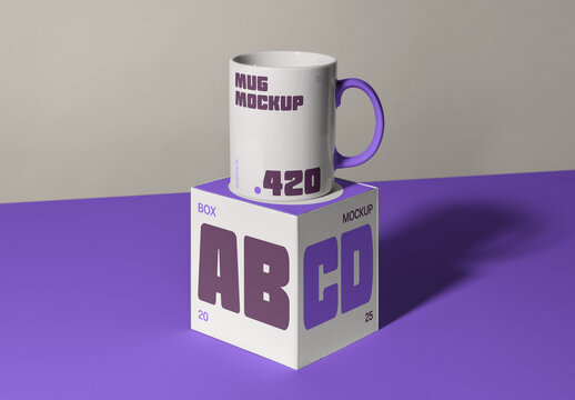 Mug on a Box Mockup