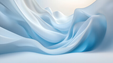 Obraz premium Softly structured 3D background showcasing a realistic beauty in 4K resolution with a gentle side angle creating an elegant, flowing, light blue texture effect.