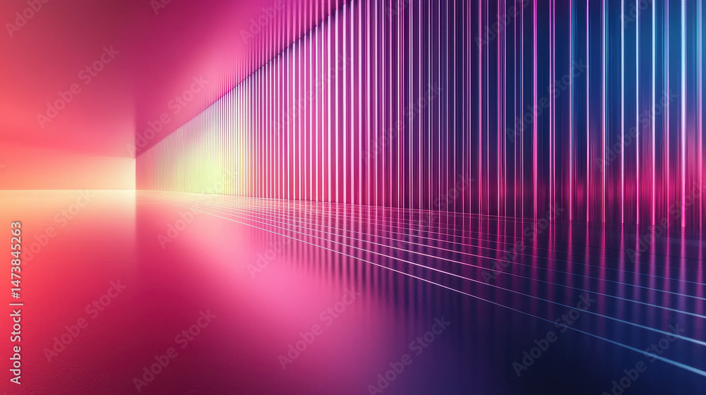 Poster sleek 3d background shows realistic simplicity in 4k with a vibrant display of pink and blue side an