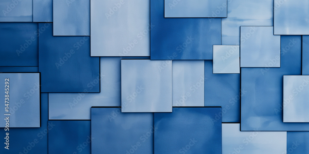 Aufkleber abstract background of layered blue squares creating a modern and geometric composition for designs