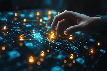  A man touches the icon. Generative AI