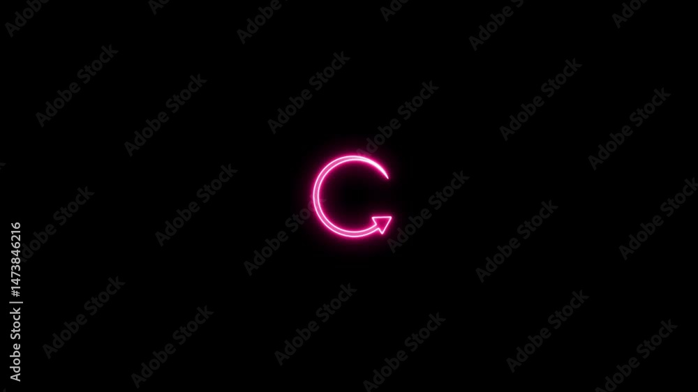 Poster abstract neon refresh icon looping animation on black background