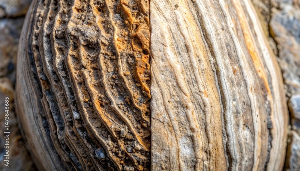 Poster exploring shell patterns and textures in nature close-up photography of unique marine fossils outdoo