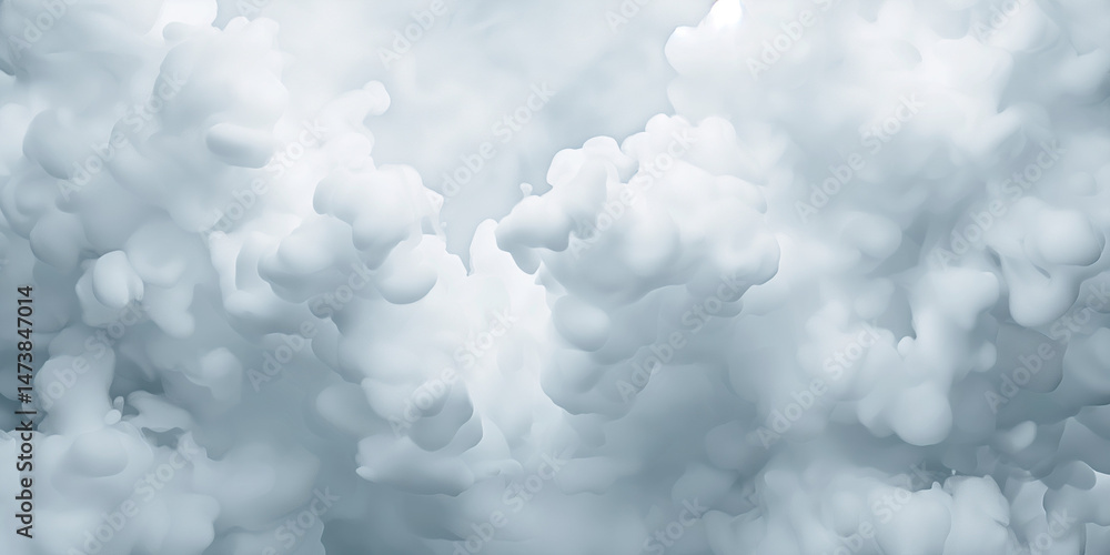 Poster abstract cloud formation with a light blue hue representing soft ethereal shapes and dreamy atmosphe