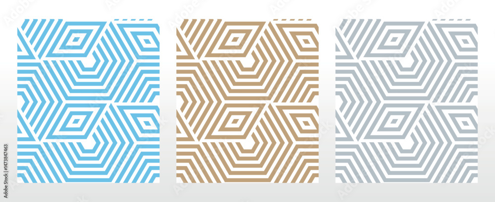 Fototapete Set of abstract geometric patterns. Seamless vector backgrounds. Colored ornaments Graphic modern patterns Simple lattice graphic design