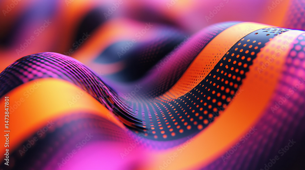 Poster a vibrant, realistic 3d background features playful, flowing patterns in 4k resolution, viewed from 